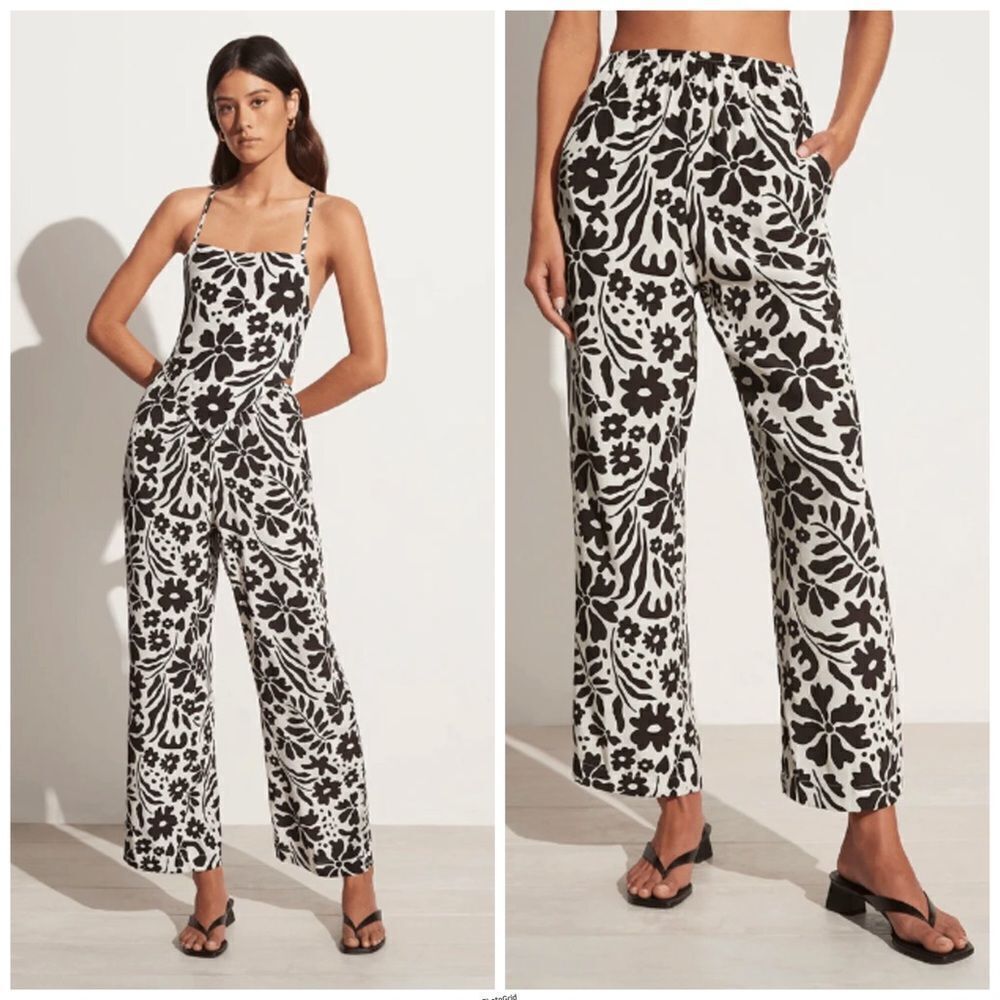 Revolve Faithfull the Brand Pallenburg Black and White Floral Wide Leg Pants